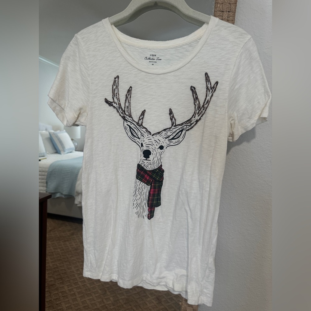 J.Crew Collector Tees T-Shirt with Holiday Deer Graphic - Size XS